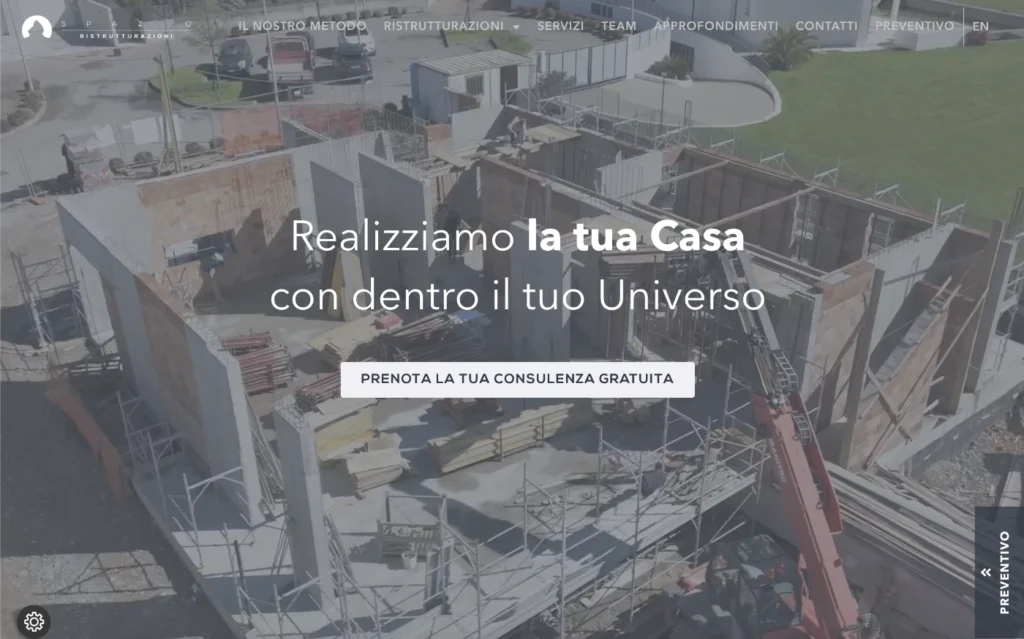 Homepage del sito spazio-ristrutturazioni.it, progetto web realizzato da MOONBAT