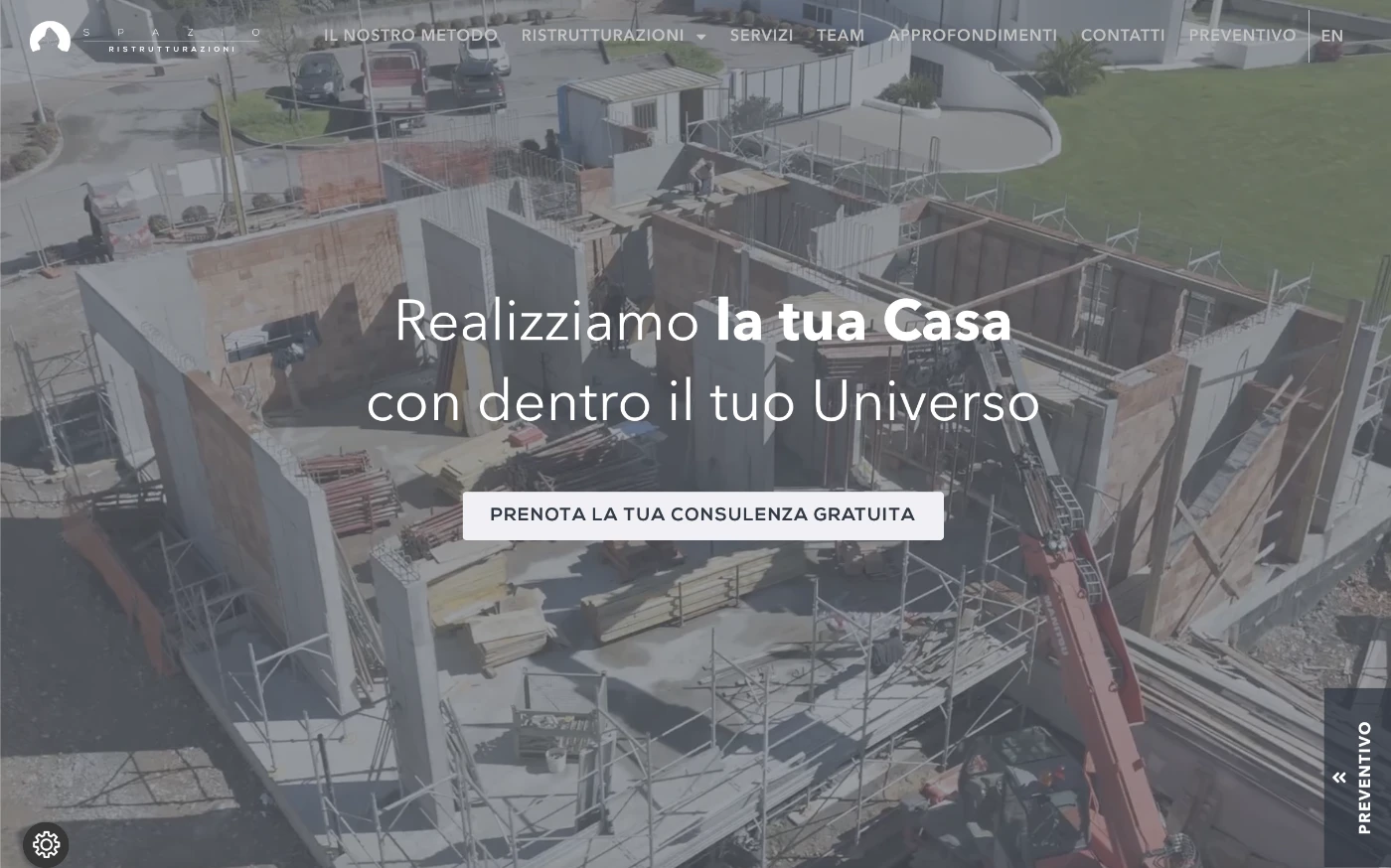 Homepage del sito spazio-ristrutturazioni.it, progetto web realizzato da MOONBAT